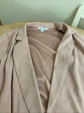 Lark & Ro Dusty Blush Open-Front Sueded Blazer